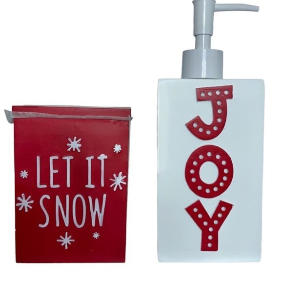 Wondershop Bath Christmas Accessory Set Soap Dispenser and Canister 2 Piece Set - Picture 10 of 14